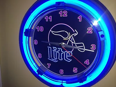 Miller Lite Minnesota Vikings Football Beer Advertising Neon Wall Clock Sign • $99.99