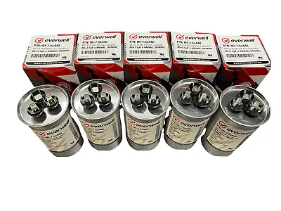 80+7.5µf X 440 VAC MULTI-PURPOSE RUN CAPACITOR 50/60Hz ROUND TYPE 5 PCS. • $54.99