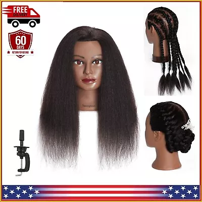 100% Human Hair Mannequin Head Hairdresser Manikin Cosmetology Training Doll • $34.99