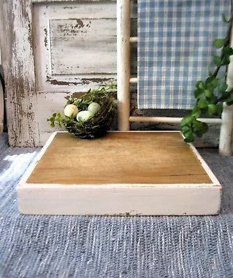 Thick Antique Wood Bread Cutting Board Framed On All Sides White Milk Paint • $78