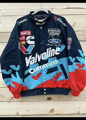 Vintage 90s NASCAR Valvoline Cummins Embroidered Bomber Jacket Jeff Hamilton L • $100