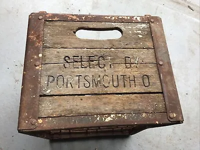 Old Vintage Wood Metal Sides Milk 12 Bottle Wood Crate Box 40s? Portsmouth • $10.10