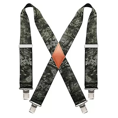 Camo Suspenders For Men Heavy Duty Clips Hunting Work Adjustable Braces Suspende • $21.43