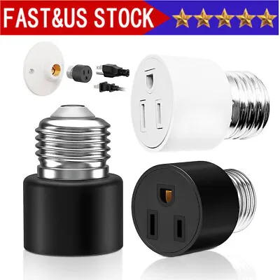 E26/E27 Light Socket To Plug Adapter 2 Packs 3 Prong Light Bulb Outlet Adapter • $7.99