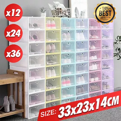 $31.38 • Buy Shoe Display Cases Box Rack Large Storage Cabinet Plastic Boxes Oragniser Drawer