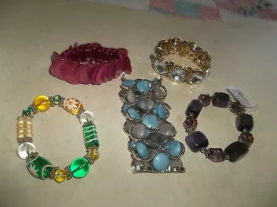 5 Vtg Beaded Bracelets - Colorful! - Expansion Style • $10
