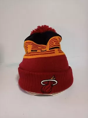 Miami Heat Adidas Knitted Beanie NBA Maroon Yellow Black Adult Pre Owned  • £14.89