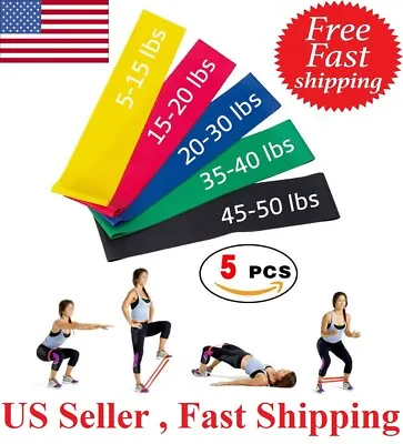 5 Resistance Loop Bands Set Strength Fitness Gym Exercise Yoga Workout Pull Up • $6.99