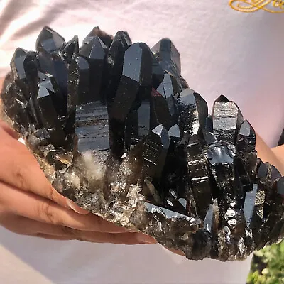 3.72lbNatural Black QUARTZ Crystal Cluster Mineral Specimen Collection  Healing • $0.99