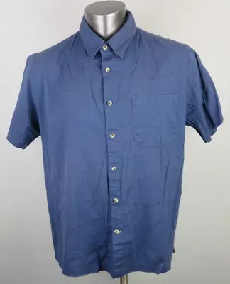 Mens Cariloha Bamboo Blue Short Sleeve Button Front Shirt Size L Organic Cotton • $16.99