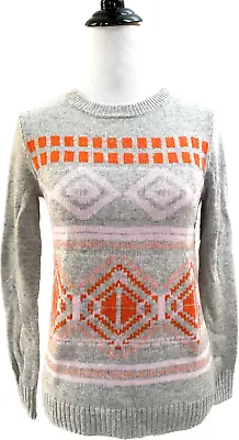 NWT J.Crew Fair Isle Crewneck Sweater Heather Dove Pink Wool Blend Size XS • $24.99