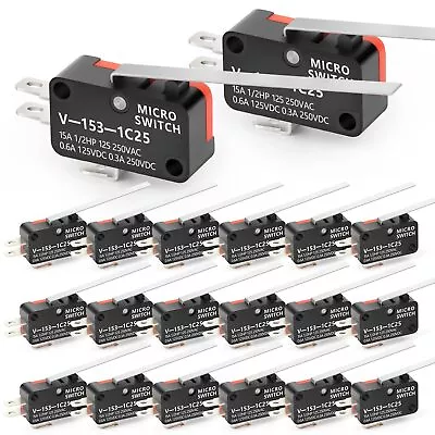 20PCS Micro Switch 1NO 1NC SPDT 15A 125/250VAC Long Straight Hinge Lever Arm ... • $21.64