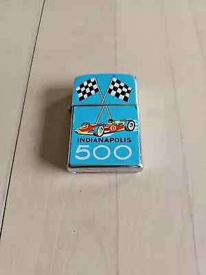 Vintage 1960 S Indianapolis 500 Checkered Flag Teal Blue Racing Lighter Japan • $10.50