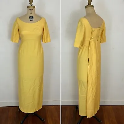 Vintage 1960’s Sylvia Ann Canary Yellow Special Occasion Dress Gown Size XS • $39.90