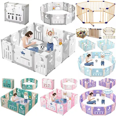 14Panels Large Baby Playpens Foldable Kids Fence Gate Safety Activity Center Toy • £69.90