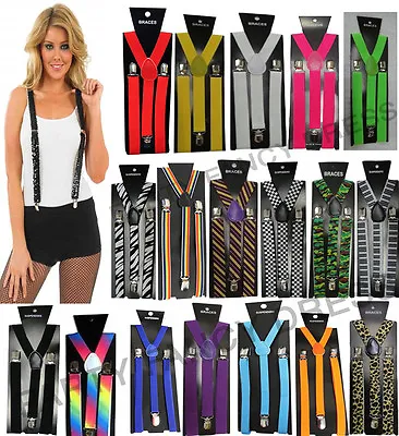 New Men Womens Adjustable Slim Trouser Braces Suspenders Fancy Dress Costume • £3.99