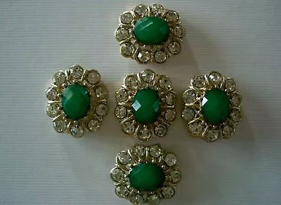 2 Hole Slider Beads Fiore Emerald/Clear In Gold #5 • $6.95