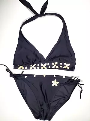 LA BLANCA Women's Halter Two-Piece Black Bikini Swimsuit. Size 12 • $8.50