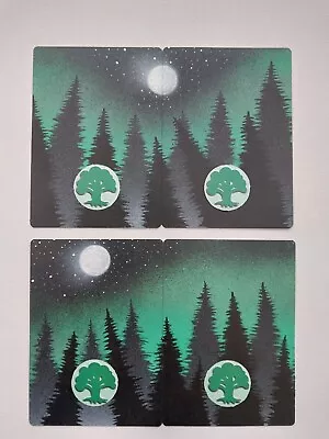Magic The Gathering - Altered Art - Hand Painted - Bright Green- Forest X4 • $10