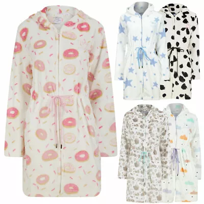 Womens Dressing Gown Tokyo Laundry Zip Fasten Hooded Bath Robe Soft Fleece Plush • £19.99