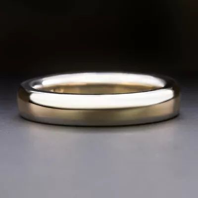 SOLID 14k TWO TONE GOLD WEDDING BAND STACKING RING WHITE YELLOW CLASSIC MENS • $425