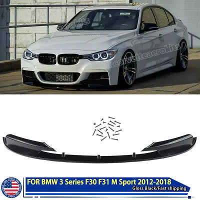 For BMW 3 Series F30 328i F31 M Sport 12-18 Front Bumper Spoiler Lip Gloss Black • $56.84