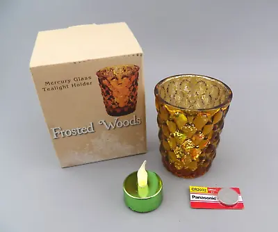 Cracker Barrel Frosted Woods Mercury Glass Tealight Holder With Battery Tealight • $6.64
