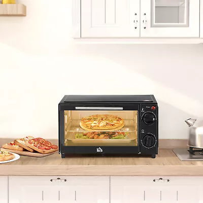 Mini Oven 9L Countertop Electric Toaster Oven W/ Adjustable Temp Timer Black • £36.99