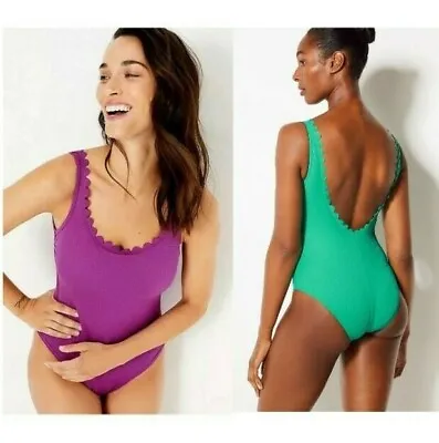 Marks & Spencer M&S Secret Slimming Textured Scoop Neck Swimsuit Brand New • £13.99