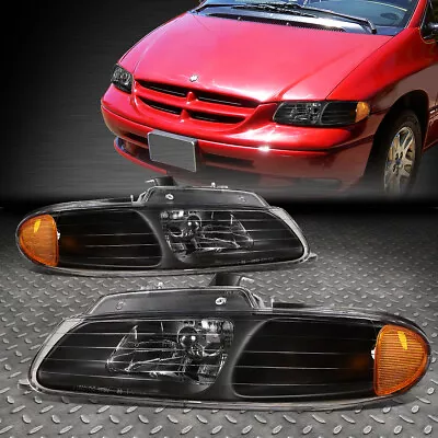 For 96-00 Grand Caravan Town&country Black Housing Amber Corner Headlight Lamps • $49.34