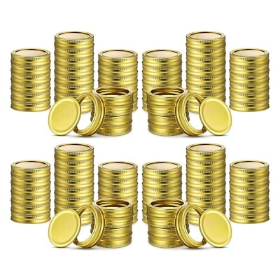 BALL 100 Pieces Canning Jar Lid And Bands WIDE MOUTH Jar Ring Bands - Gold • $29.99