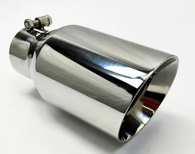 Exhaust Tip 2.25  Inlet 4.00  Outlet 8.00  Long Slant Angle Stainless Steel Wesd • $42