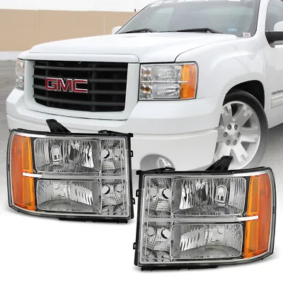 2007-2013 GMC Sierra 1500 2500HD 3500HD Crystal Headlights Headlamps Left+Right • $89.99