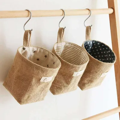 £2.39 • Buy Cotton Linen Hanging Storage Basket Home Kids Toy Sundries Bag Organizer Box New