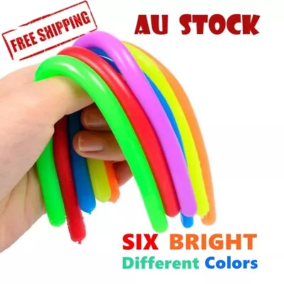 $4.99 • Buy 6 PCS Monkey Noodle Noodles Rainbow Colours  Kids Stretchy Fidget Toy Stress 