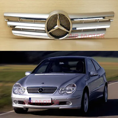 Lridium Silver Front Grill Fit Benz C-Class W203 2000-07 C230 C320 3FIN Coupe 2D • $170.62