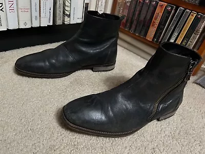 JOHN VARVATOS Black SIDE ZIP Men's Boots Leather Size 10 A664B • $155