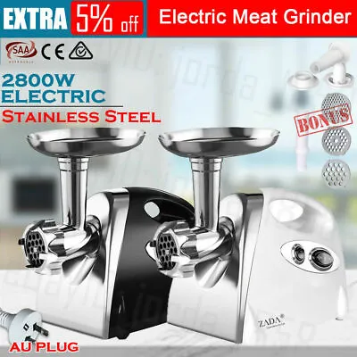$59.99 • Buy 2800W Electric Meat Mincer Sausage Filler Stuffer Kibbe Maker Machine Steel SAA