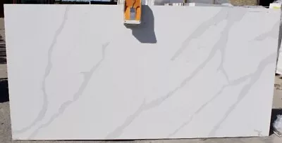 Whiite Marble Quartz Kitchen Worktop I Calacatta White With Grey Veins  Sample • £0.99