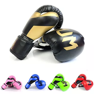 Adult Sports Beginner Leather Boxing Gloves For Kickboxing MMA Training Gear • $44.18