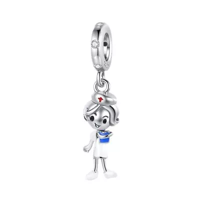 Authentic Gentle Female Nurse Dangle 925 Sterling Silver Women Bracelet Charm • $16.98