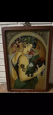 ALPHONSE MUCHA Harvest Goddess Vintage Reverse Hand Painted Onto Glass • $99