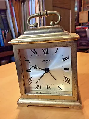 Vintage Bulova 8 Day Brass Alarm Clock Swiss Made G 2251 Accurate Time & Chime • $79