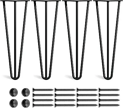 4x Premium Hairpin Table Legs + FREE Screws Guide AND Protector Feet Worth £8! • £14.99