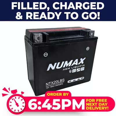 Numax ETX20L-BS YTX20L-BS 12V 18Ah AGM Motorcycle Battery • £54.33