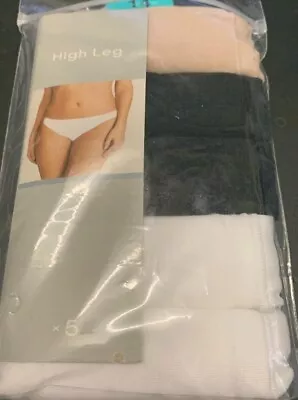 New Ex M&S 5 Pack Mixed High Leg Knickers Briefs 6 8 10 12 14 16 18 20 22 26 28 • £9.80