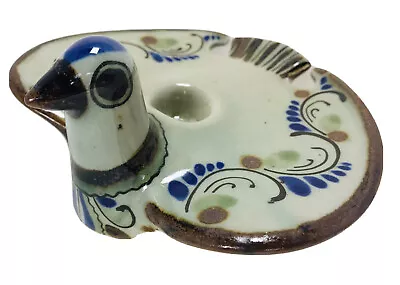 Ken Edwards Candle Holder Cobalt Painted Bird Tonala Mexico Pottery Signed • $22.99