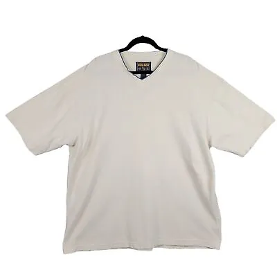 WOOLRICH Light Stone Beige Short Sleeve V-Neck Heavy Cotton T-Shirt SIZE XL • $7.99