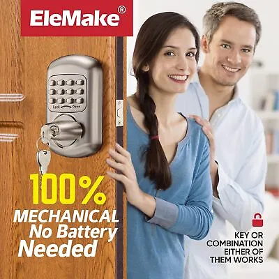 Elemake Deadbolt Keyless Keypad Door Lock Mechanical For Front Door Silver/Black • $87.77