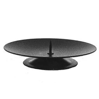 Round Black Spiked Metal Church Altar Pillar Candle Dish Plate Stand Holder • £8.70